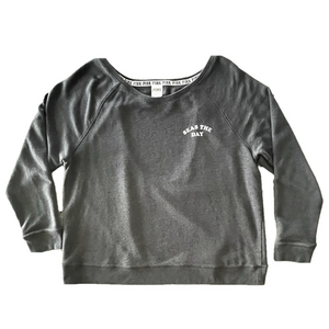 PINK Victoria’s Yoga Sweatshirt Secret Seas The Day Cutout Back Charcoal Gray L